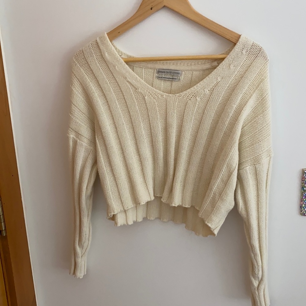 Urban Outfitters cream cropped sweater
